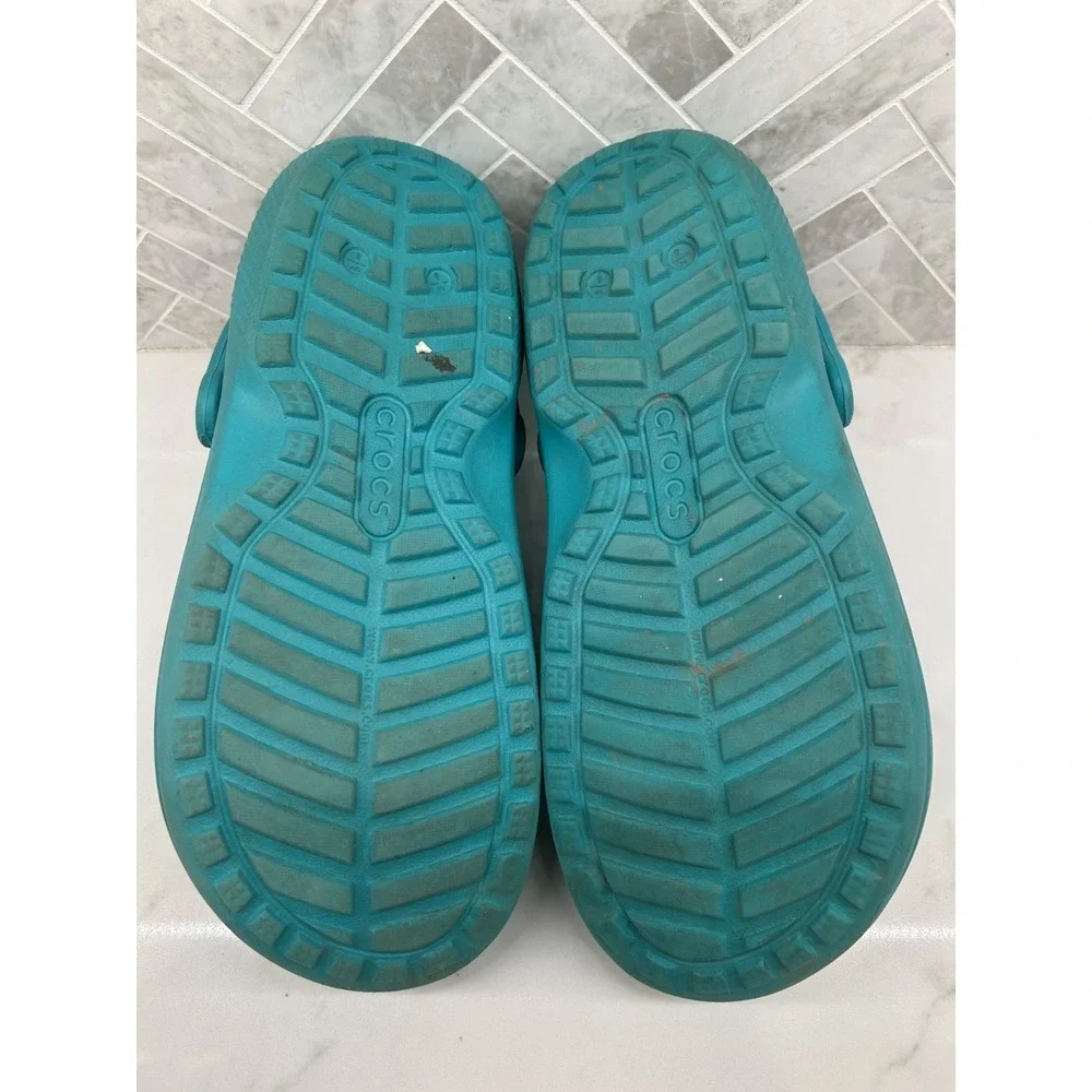 Crocs Dual Clogs Mens Size 8 Turquoise Faux Fur Lined Classic Slip On‎ Winter